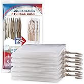 Hanging Vacuum Storage Bags, 6 Pack Large Hanging Vacuum Seal Garment Bags for Clothing, Space Saver for Clothes, Suits, Dresses, Jackets, Clothing Storage for Moving Supplies(53.1x27.6 in)