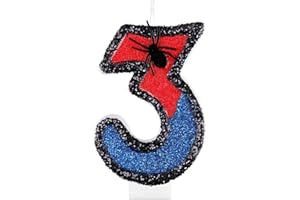 iNINGER Blue Birthday Candles Number 3 Candle,Spider 3rd Birthday Decorations,Spider Themed Birthday Candles for Cake Cupcake Candles for Kids Boys Man Party Decorations Supplies