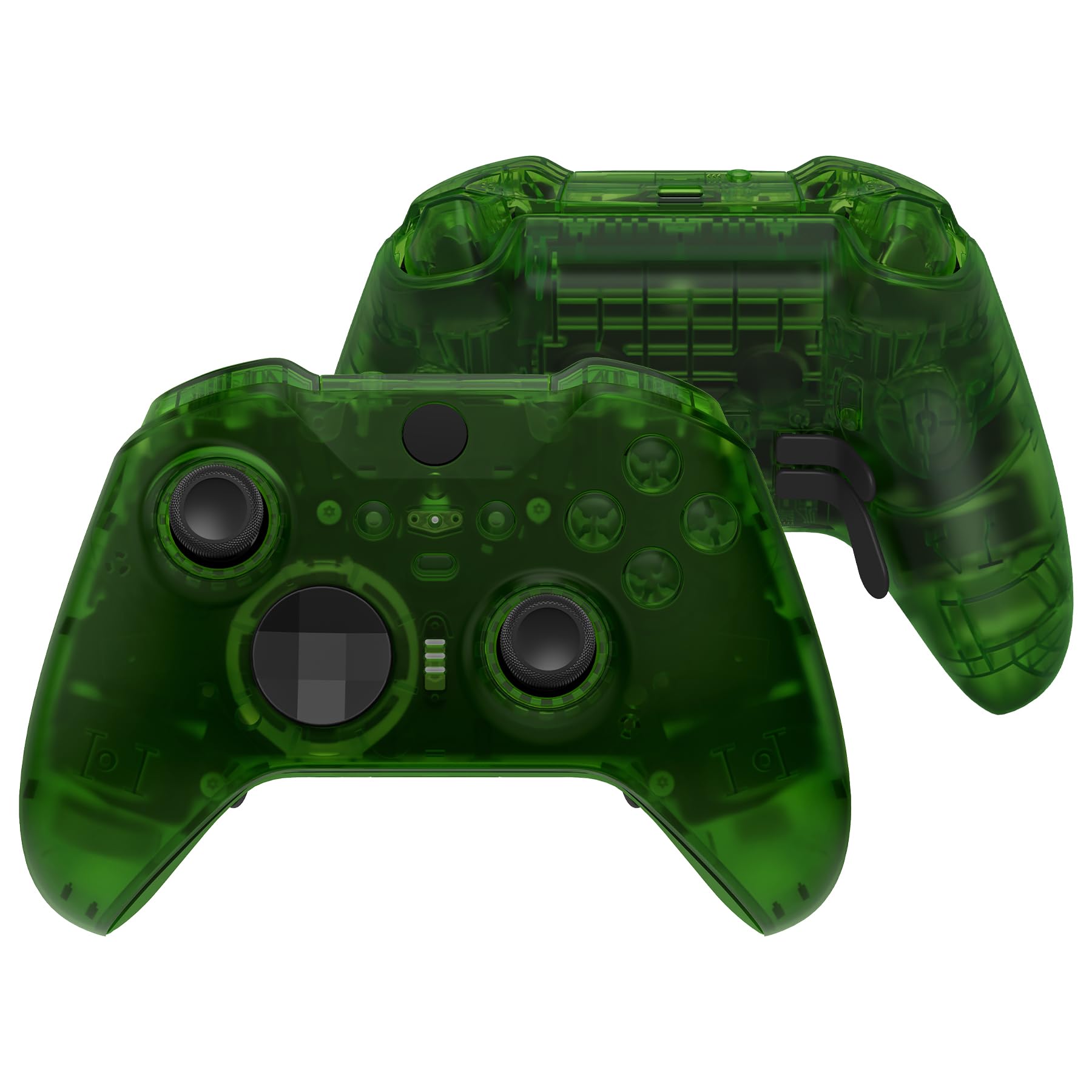 Photo 1 of ***Broken clips that hold the controller frame in place***eXtremeRate Full Set Shell Buttons for Xbox One Elite Series 2 Controller, Clear Green Replacement Faceplate Back Plate Bottom Shell with Buttons for Xbox Elite Series 2 Core Controller - Model 179