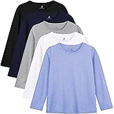 Kiiavoro 5 Pack Boys Long Sleeve Shirts Kids Soft Crewneck Tee T-Shirt Basic Long Sleeve Top