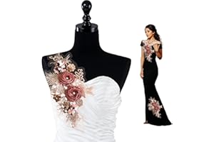 IFHFBI 3D Stereoscopic Lace Applique Flowers Embroidered Clothes Decorations Fabric Patches Handmade Sewing Tool for DIY Wedding Bridal Dress Floral Costume Patch Decor (Pink-2)