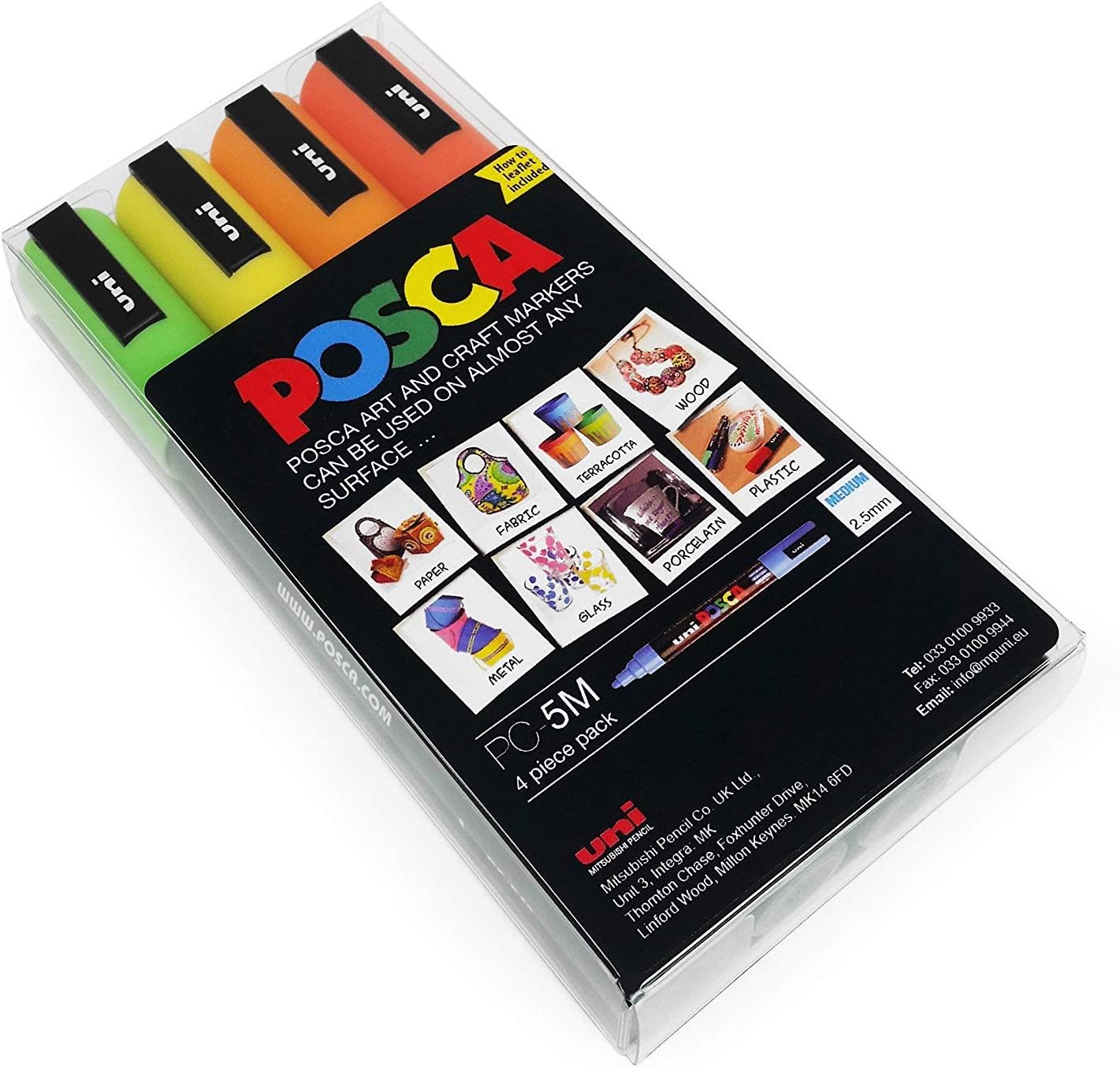 Uni POSCA - PC-5M Art Paint Markers - Set of 4 - in Plastic Wallet - Citrus Tones - Image 3