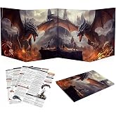 Haxtec DM Screen, 4-Panel DND Dungeon Master Screen 5.5e | Replaceable A4 Vertical Screen, Foldable, Reference Inserts Included, D&amp;D Starter Set, TTRPG Accessories, DND Gifts