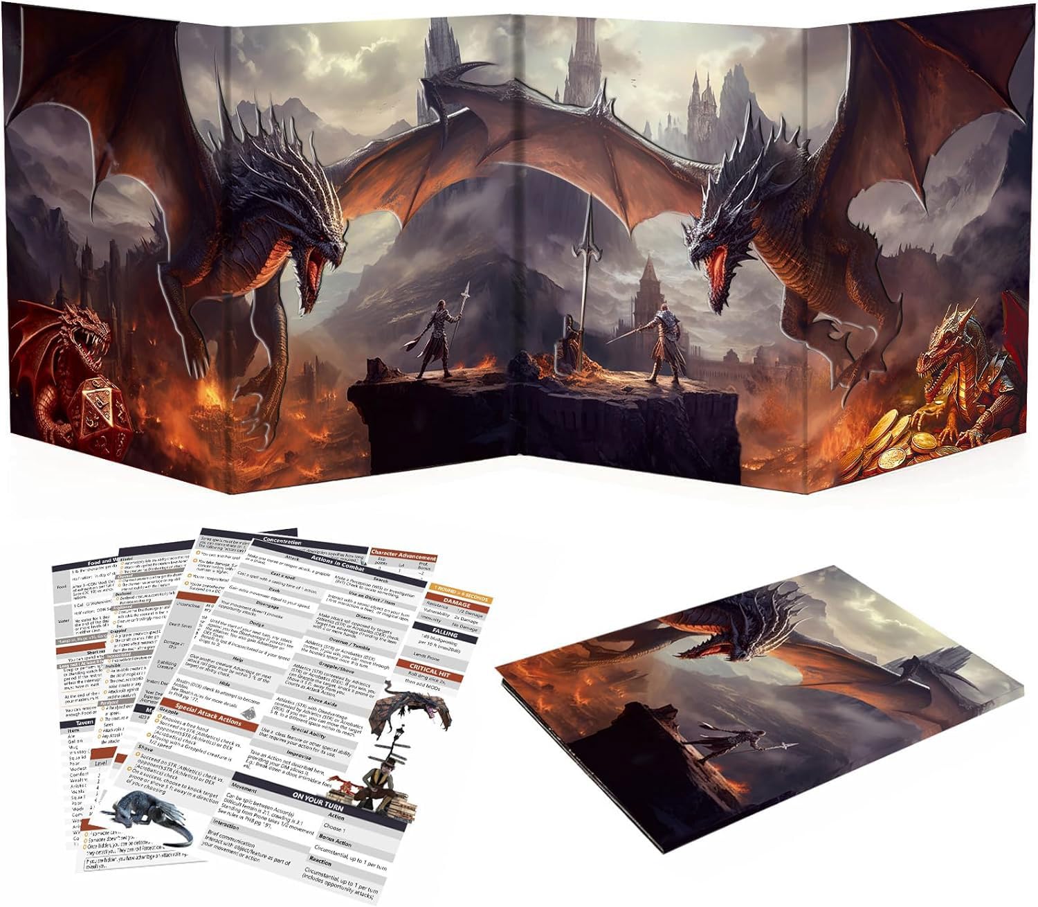 Haxtec DND DM Screen, Master Screen with Inserts Compatible with Dungeons and Dragons Board Game Masters, TTRPG Accessories DND Gifts for DM Dungeons Masters, DND Starter Set