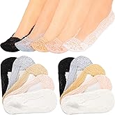 SATINIOR 15 Pairs Womens Lace No Show Socks Casual Lace Low Cut Liner Boat Socks Non-Slip