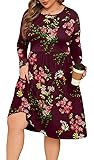 POSESHE Women's Plus Size Knee Length Dresses
