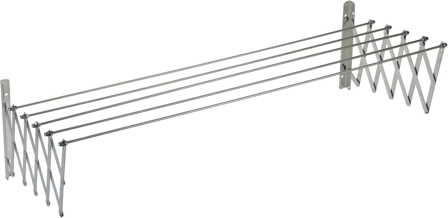 Sauvic Extendable Wall Mounted 18/10 Stainless Steel Clothes Airer 140 cm, 140 x 78 x 26.5 cm