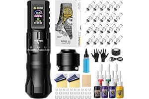 HAWINK Tattoo Kit Tattoo Gun Wireless Tattoo Machine Normal/Stippling Mode 7 Adjustable Stroke 1800mAh Power with RCA Section