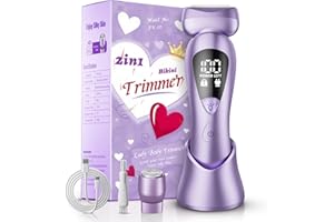 rategist Electric Bikini Trimmer for Women: Rechargeable Painless Shaver for Body Hair - IPX7 Waterproof Cordless Razor with LED Display for Face/Leg Purple