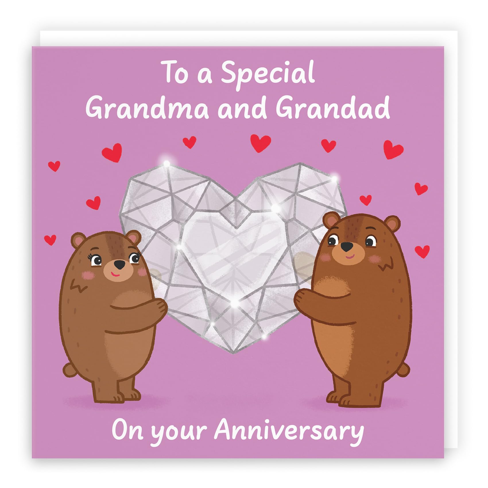 Hunts England - Cute Sparkling Love Grandma And Grandad Anniversary Card - Fun Bears Anniversary Card - Love Story Collection