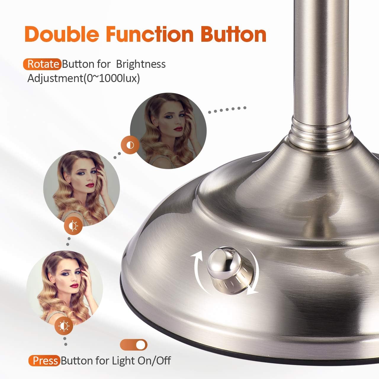 Professional 8.5" Lighted Makeup Mirror, 10X Magnifying Vanity Mirror with 32 Medical LED Lights, Senior Pearl Nickel Cosmetic Mirror,Brightness Adjustable(0-1100Lux) Desk Lamp Night Light Alternative: Furniture & Decor