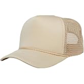 Funky Junque Blank Mesh Foam Lightweight Snapback Trucker Hat | Lightweight Foam Trucker Hat with Breathable Mesh Back, Golf Beach and Street Style, Trendy Trucker Hats for Men