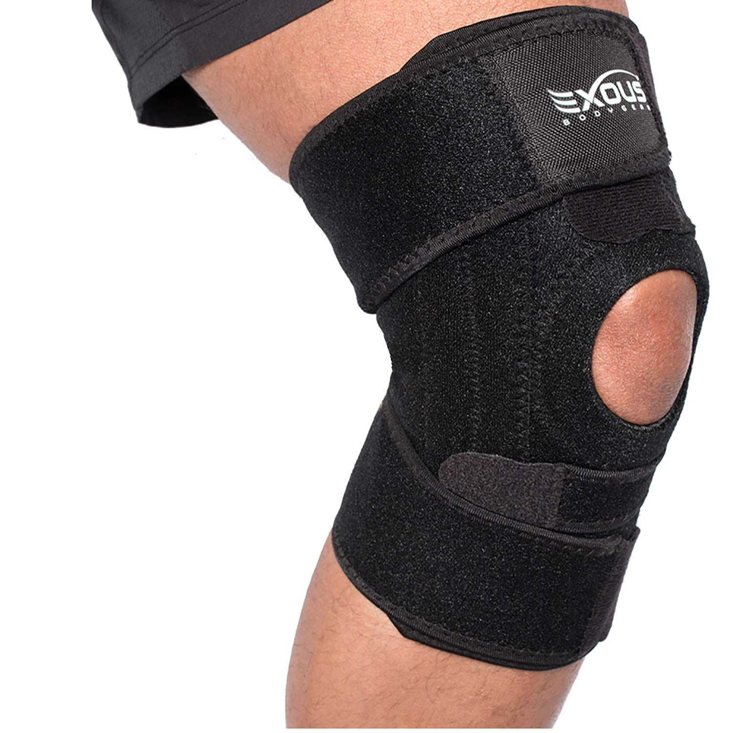 Knee Brace by EXOUS Advanced 4Way Knee Brace With Side Stabilizers for Total Patella and Knee