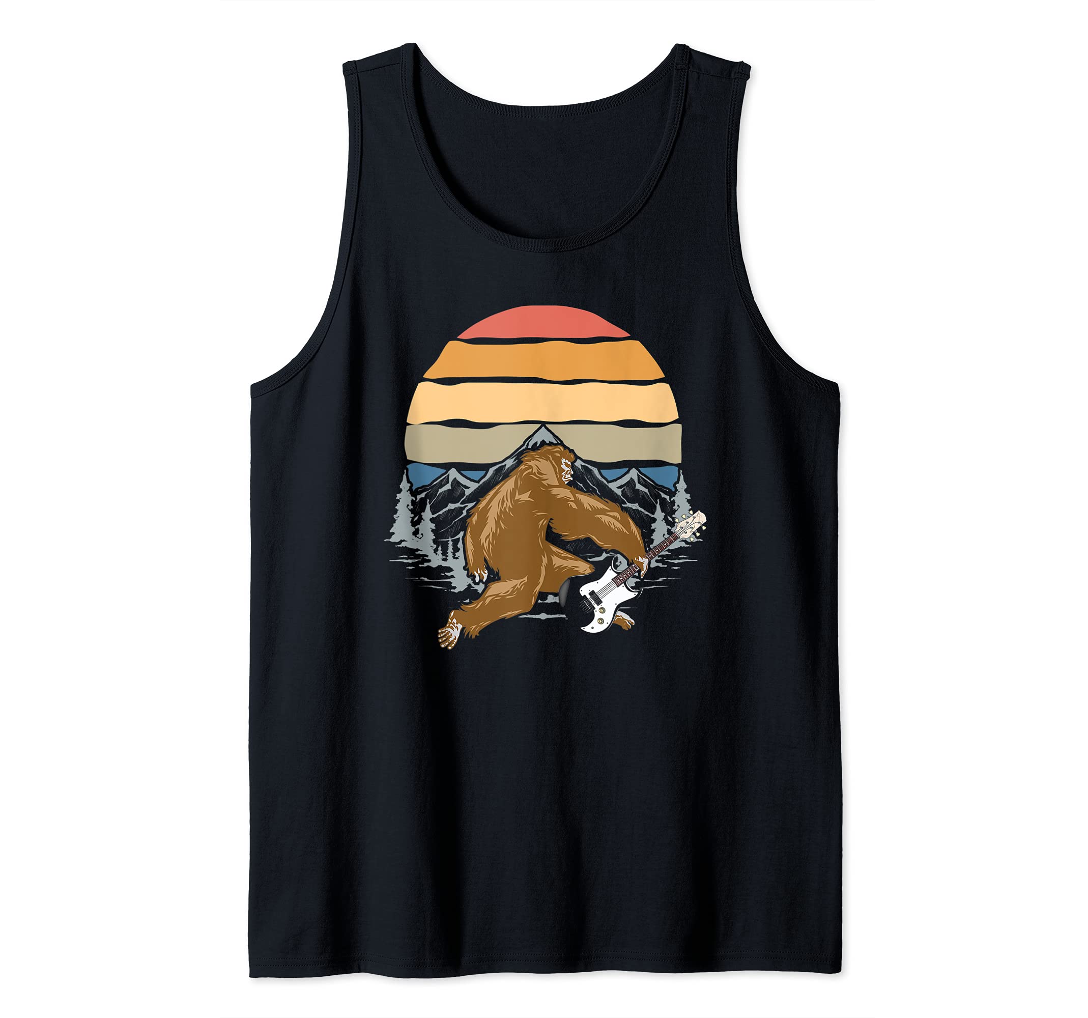 Retro Guitarist Bigfoot Sasquatch Guitar Player Funny Guitar Tank Top