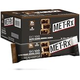 MET-Rx Big 100 Protein Bar, Salted Caramel Brownie Crunch, 30G Protein | Great as Healthy Meal Replacement, Snack, and Help Support Energy, With Vitamin A, Vitamin C, and Zinc