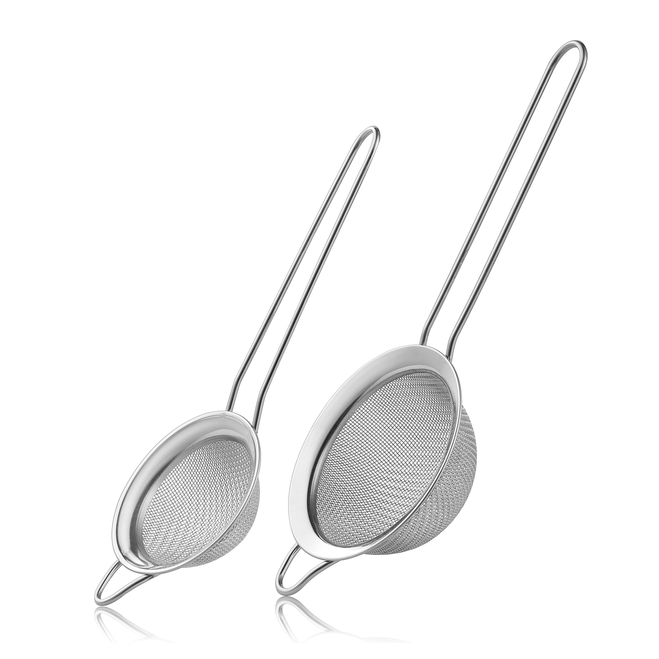 Photo 1 of **MISSING ITEM**ONLY ONE** 2 Pack Fine Mesh Strainers, Mini Stainless Steel Strainer with Handle for Kitchen, Metal Sieve Sifters for Straining Tea, Matcha, Cocktail, Juice and Coffee (8.6in 7.5in)