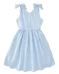 Blue Stripe Dresses for Big Kid Girls 7-8 Years