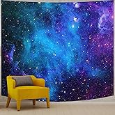Apdidl Galaxy Tapestry for Bedroom Aesthetic Space Blue Night Starry Sky Stars Universe Tapestry Mysterious Nebula Wall Hanging Backdrop Room Decor for Bedroom Living Room (51'' x 60'')