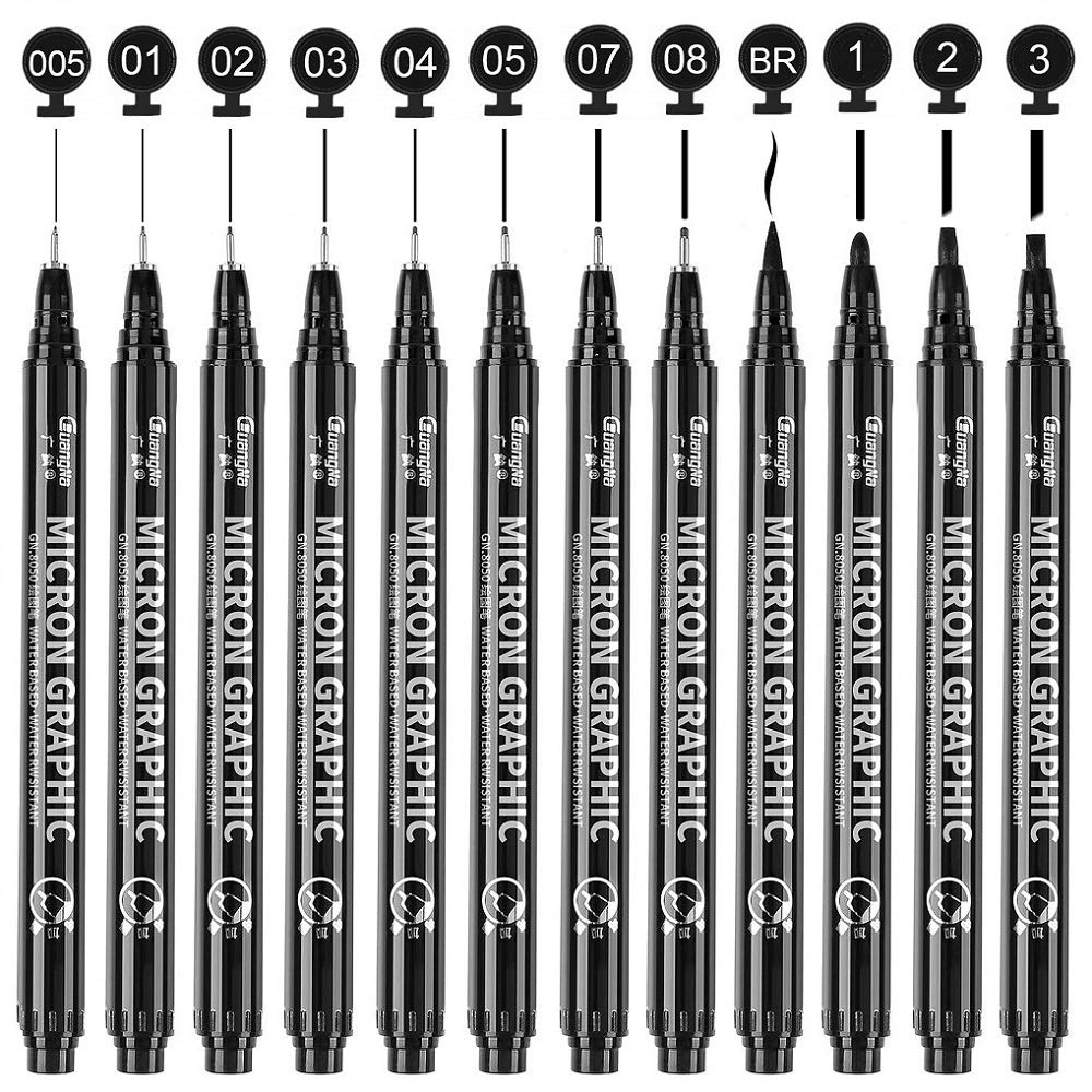 Buy Surcotto Fineliner Pens, 12pcs Black Pigment Pens Fine line Drawing