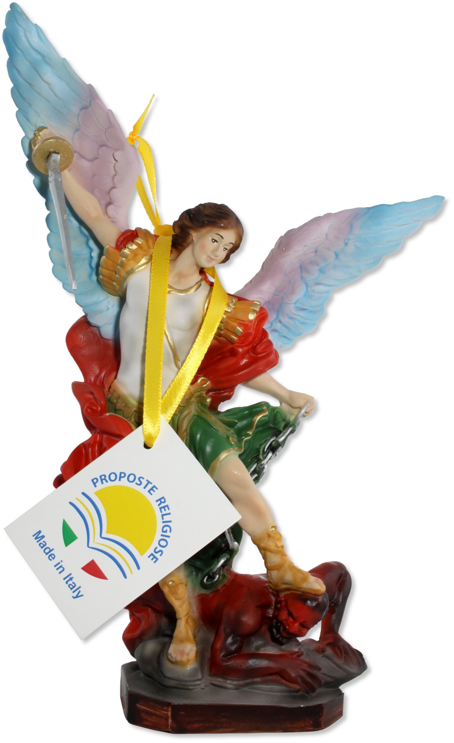 Religious proposals Statue of St. Michael the Archangel with Open Wings. Height 28 cm. Hand painted.