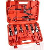 9PCS Hose Clamp Pliers, Long Reach Hose Clamp Tool Remover for Water Hose and Automotive Coolant Radiator Heater with Flexible Wire Long Reach Hose Clamp and Flat Band Pliers