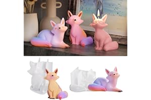 2 Packs Fox Candle Molds for Candle Making, MUAECH DIY Animals Silicone Resin Mold, Cute Fox Shape Clay Mold Used for DIY Modeling Clay, Plaster Crafts, Resin Casting, Home & Desktop Decor