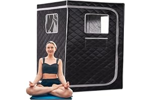 Smartmak Full Size Steam Sauna Tent, Portable Whole Body Home Spa Room, 1 or Two Person Large Space, Steamer NOT Included (47.28" x 35.46" x 63" Grey Border)