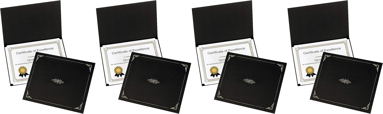 Oxford Certificate Holders, Black, Letter Size, 5 per Box (29900055BGD) : Certificate Covers : Office Products