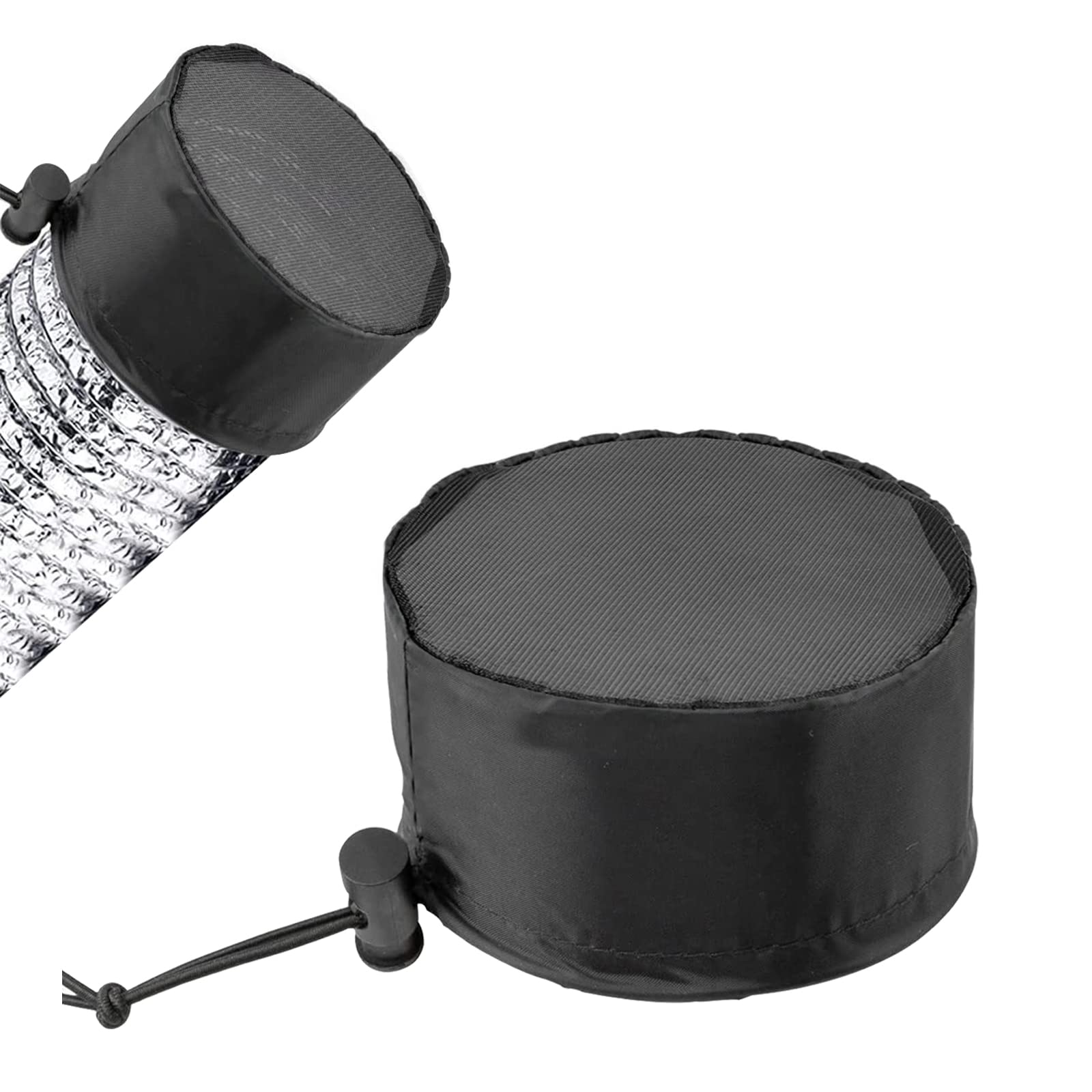 2Pcs 6 Inch Grow Tent Vent Cover Filter, Duct Filter Net with Elastic Band and Fixed Buckled, Black Mesh Screen Shield for Exhaust Fan, Plant Growth, Tent Ventilation