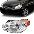 PIAOYUE- For 2006 2007 2008 2009 2010 Hyundai Accent (5 Pin) Halogen Headlight Assembly Headlamp Left Driver Side Black Housing Clear Lens