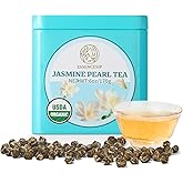 Essencesip Jasmine Pearl Green Tea Loose Leaf, 6oz Tin – 4x Scented Dragon Pearls with Deep Jasmin Aroma, Smooth Taste, USDA Organic, Ethically Sourced