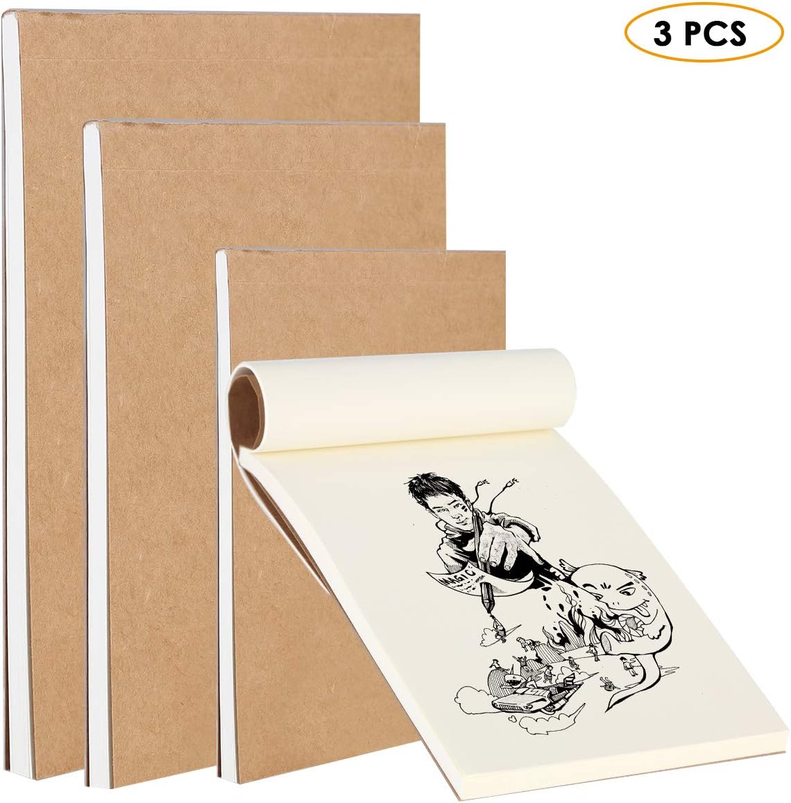 Dibiao Blank Flipbook Kraft Cover Drawing Sketchbook,80 Sheets for Animation Cartoon Creation