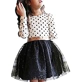 NNJXD Toddler Girl Polka Dotted Multilayer Ruffled Long Sleeve Tutu Party Dresses