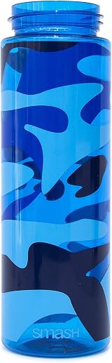 Smash Water Bottle 700ml Blue Camo with Straw Flip Lid Carry Handle view 3
