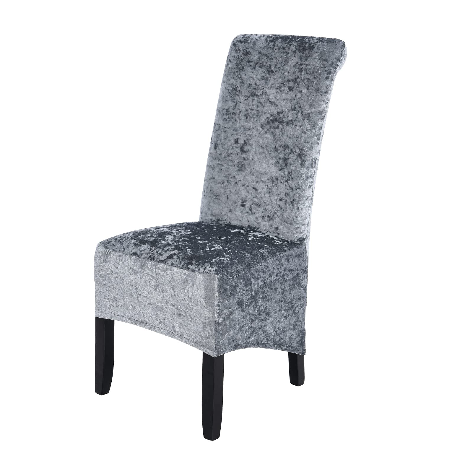 abodos Dining Chair Covers, Crushed Velvet Stretchable Elastic Chairs Protective Cover, Removable Washable Slipcovers for Dining Room Wedding Banquet Party Chair Covers,gray,set of 1