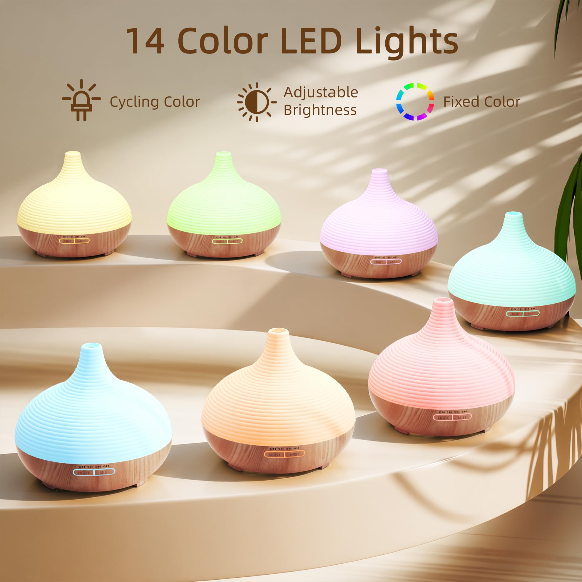 ASAKUKI 300ml Essential Oil Diffuser, Wood Grain Ultrasonic Aromatherapy Diffuser, Quiet Diffuser with 4 Timers, Auto Shut-Off & Colour-Changing LED for Home, Office, Yoga | Relaxation & Better Sleep