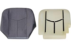 NLQR Front Driver Side Bottom Replacement Seat Cover Cloth Dark Gray and Bottom Foam Cushion Compatible with Chevy Silverado GMC Sierra 2003 2004 2005 2006 2007