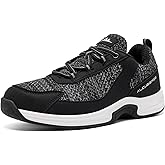 alcubieree Men's Orthopedic Slip On Walking Shoes Arch Support for Plantar Fasciitis Non-Slip Rubber Sole Lightweight Breathable Sneakers Black Size 7