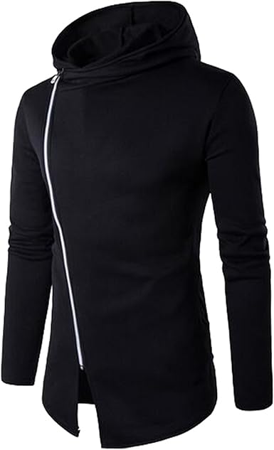 oblique color block zippers fleece hoodie