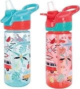 Nuby Super Quench Water Bottle 540ml No Spill Sippy Cup Twin Pack Tropical