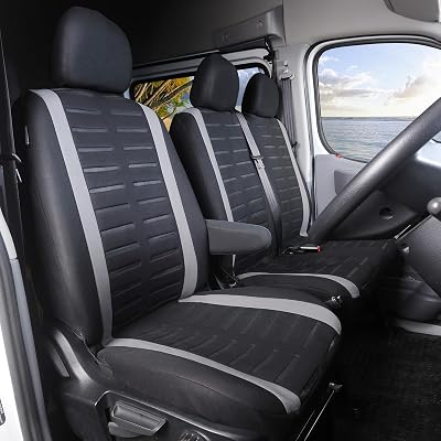 TOYOUN Van Seat Covers 3D Stripe Print Universal Fit Grey 2+1 Seat