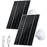 FUTUREZEN 4W Solar Panel for Security Cameras, USB-C and USB, 2 Pack, White | solar charger compatible with 5V rechargeable battery cameras, IP66 waterproof, 360&deg; adjustable bracket, 9.8ft cable