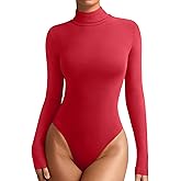 REORIA Womens Wool Blend Turtleneck Long Sleeve Basic Bodysuit Tops Fall Clothes