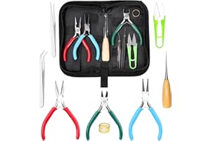 Swpeet 9Pcs 4.5Inch Jewelry Making Assortments Kit, 3 Types Jewelry Pliers Needle Nose Pliers Round Nose Pliers Wire Cutters,