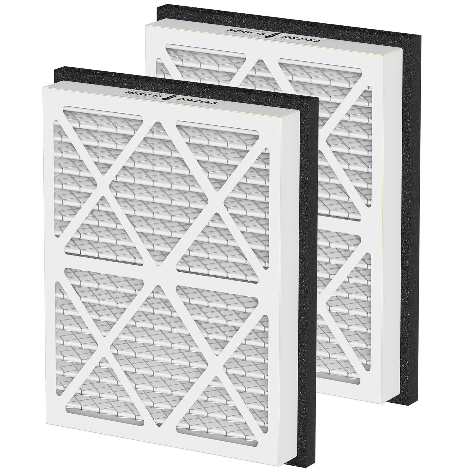 Photo 1 of 20x25x3 MERV 13 Pleated Air Filter Replacement Compatible with Honeywell Home Air Filter and Zephyr VGF Series 20x25x3 Whole Home Return Air Grille Filter, MERV 13 Air Filtration System, 2 Pack