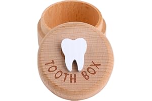 Bewudy Wooden Tooth Fairy Box, Tooth Fairy Keepsake Box to Place Under Pillow, Lost Tooth Storage Box for First Lost Teeth for Girls Boys Baby