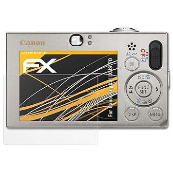 atFoliX Panzerfolie kompatibel mit Canon Digital IXUS 70 Schutzfolie, entspiegelnde und stoßdämpfende FX Folie (3X)