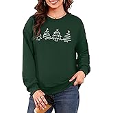 Gihuo Women's Christmas Sweatshirt with Embroidered Tree Design - Casual Long Sleeve Xmas Pullover