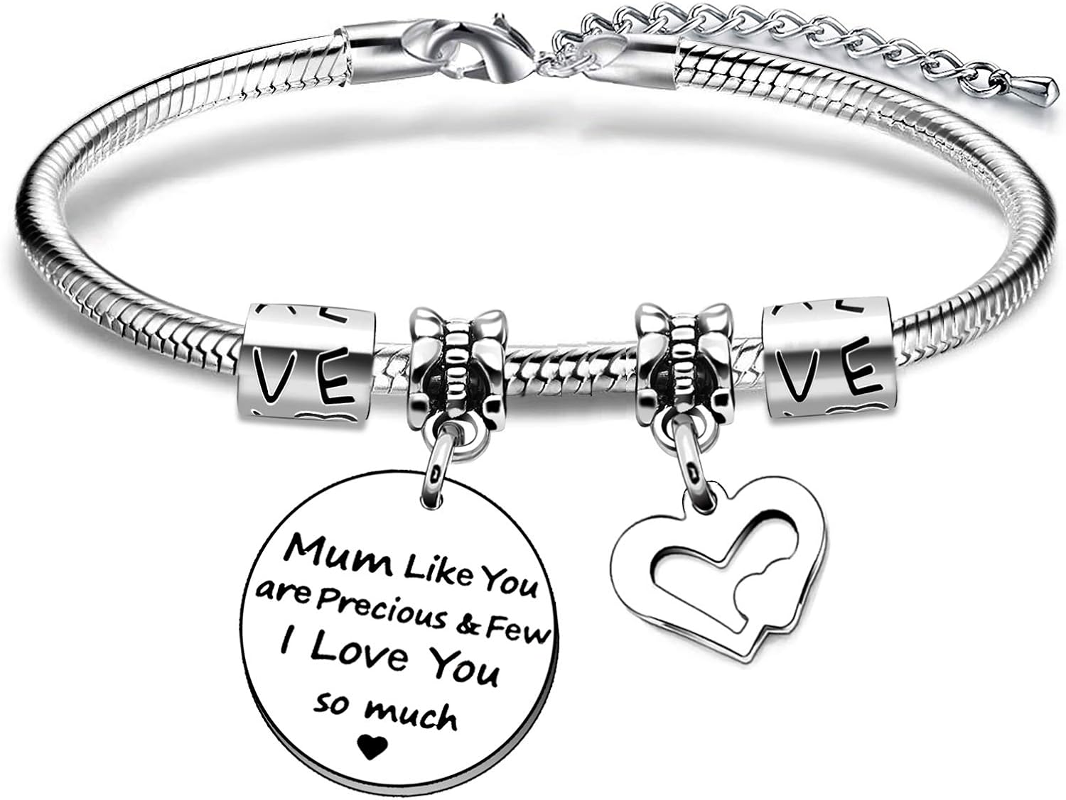 JIYAOANDX Mom Bangle Bracelet Mothers Day Double Pendants Charm