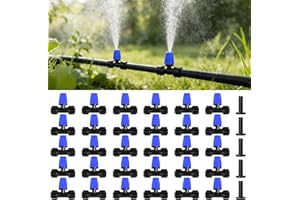 HOINCO 30 Pcs Push-to-Fit Drip Irrigation Spray Emitters,Adjustable Water Flow Atomizing Nozzle with 4 End Plugs,for Drip Wat